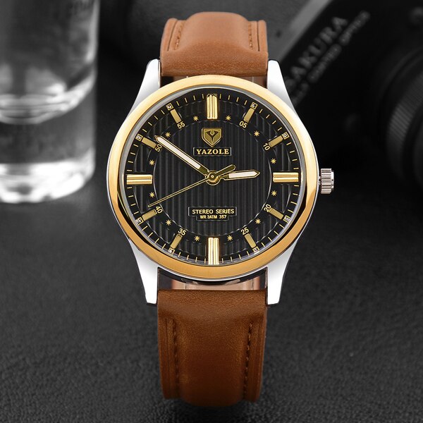 Yazole Watch Business Men's Watch Unique Luminous Leisure Leather Watches Fashion Quartz Watch