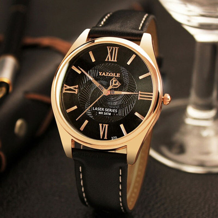 Yazole Mens Watches Top Brand Luxury Unique Designer Quartz Business Gentlemen Clock