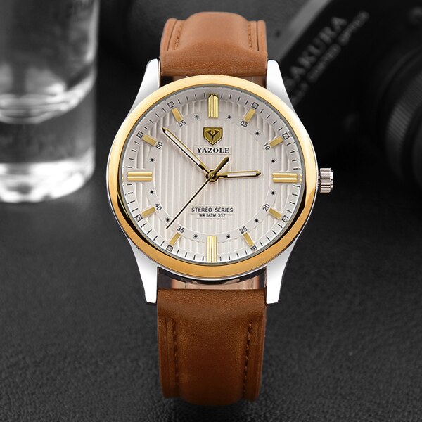 Yazole Watch Business Men's Watch Unique Luminous Leisure Leather Watches Fashion Quartz Watch