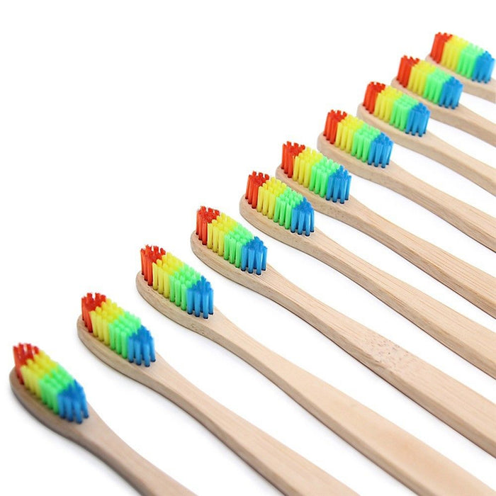 115 Pieces Eco-Friendly Natural Bamboo Rainbow Toothbrushes