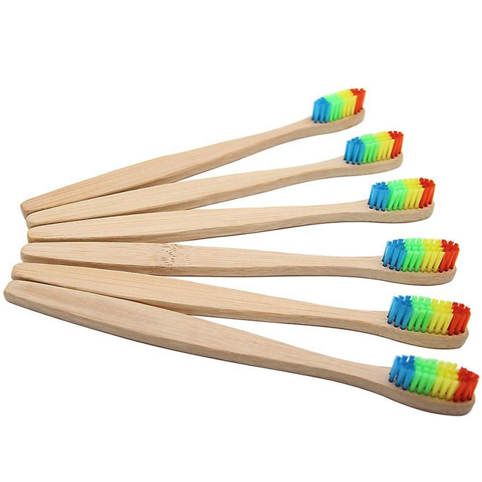 115 Pieces Eco-Friendly Natural Bamboo Rainbow Toothbrushes