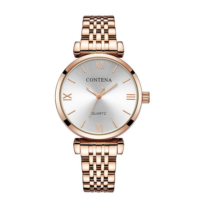 CONTENA Women Fashion Simple Luxury Stainless Steel Ladies Wristwatch