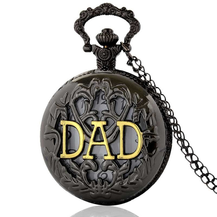 New Dad's Gifts Bronze Big Size DAD Men Male Pocket Watch With Chain