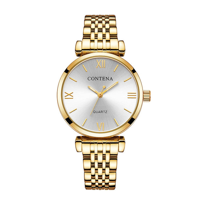 CONTENA Women Fashion Simple Luxury Stainless Steel Ladies Wristwatch