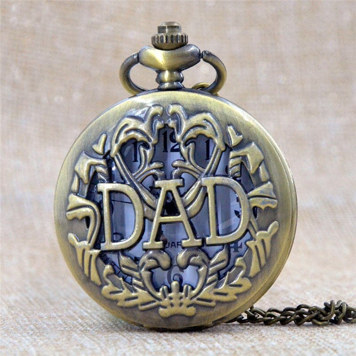 New Dad's Gifts Bronze Big Size DAD Men Male Pocket Watch With Chain
