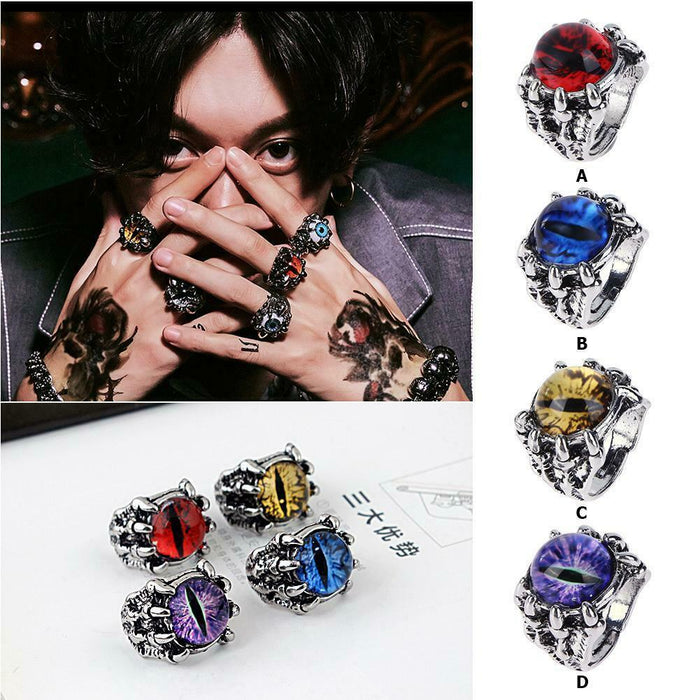 Liquidation 45 Pieces Antique Demon Eye colourful Punk Adjustable Ring