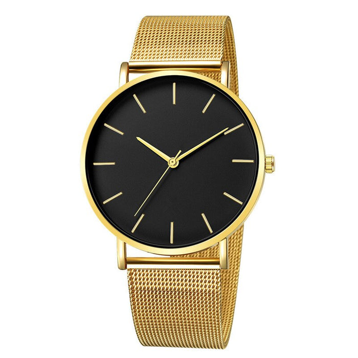 Quartz Ultra Thin Simple Stainless Steel Mesh Men's Fashion Casual Watch