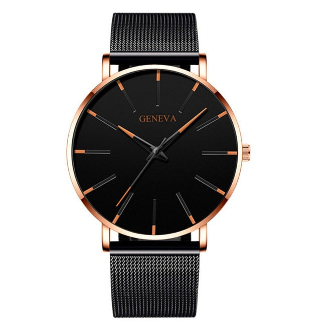 Minimalist Men's Fashion Ultra Thin Watches Simple Business Stainless