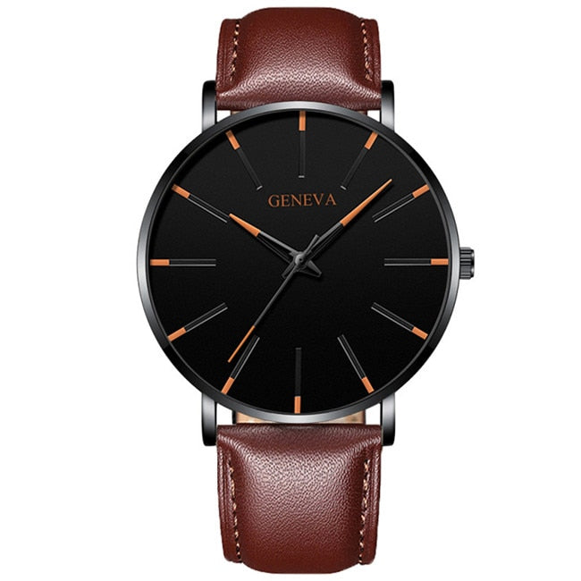 Minimalist Men's Fashion Ultra Thin Watches Simple Business Stainless