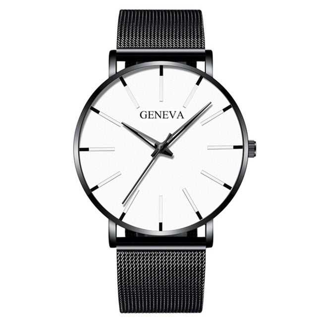 Minimalist Men's Fashion Ultra Thin Watches Simple Business Stainless