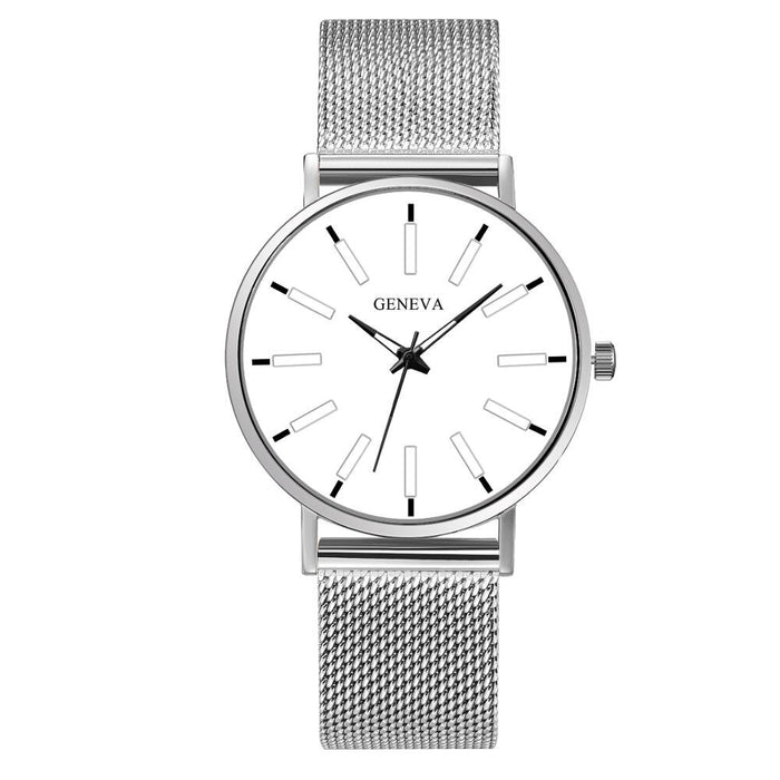 Men's Stainless Steel Watch Simple Mesh Band Classic Quartz Watch