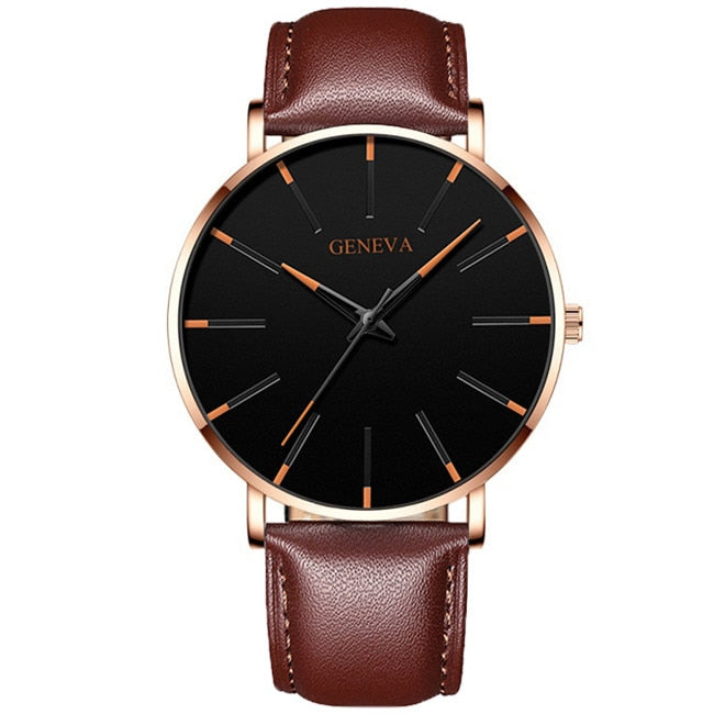 Minimalist Men's Fashion Ultra Thin Watches Simple Business Stainless