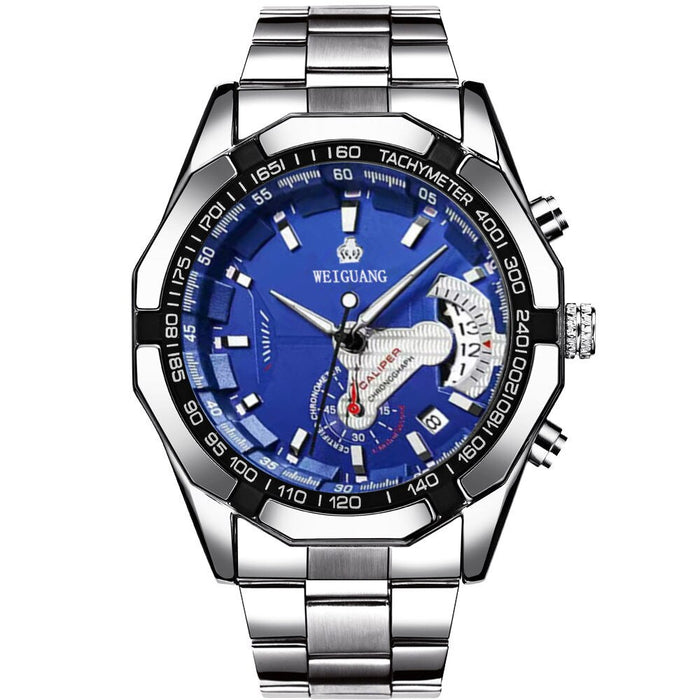 Luxury Men's Watches Stainless Steel Luminous Quartz Calendar Clock
