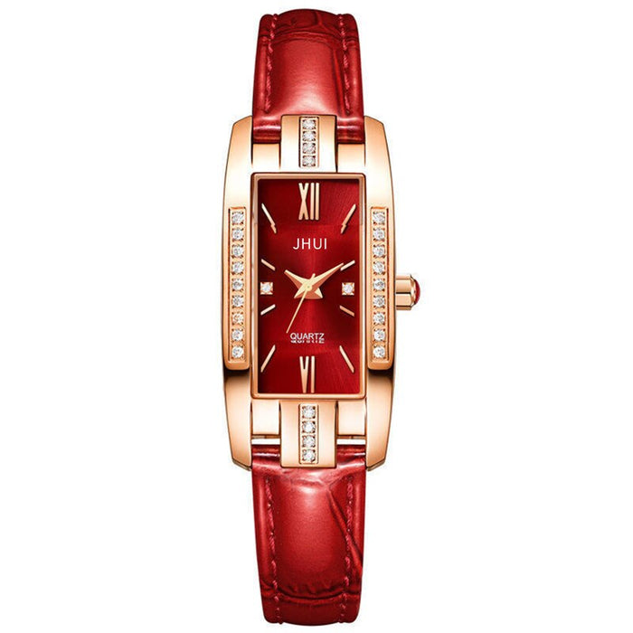 Luxury Watches Women Square Rose Gold Wrist Watch Leather Fashion Ladies Quartz Clock