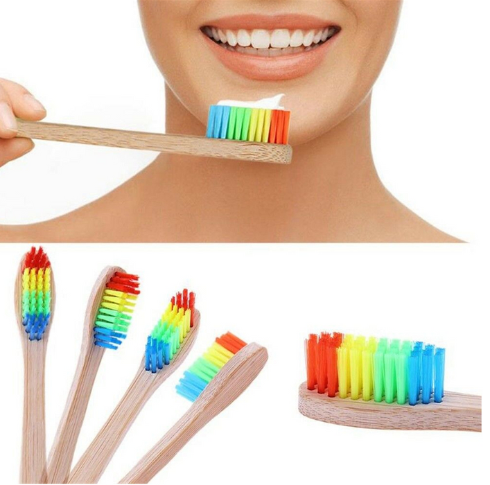 115 Pieces Eco-Friendly Natural Bamboo Rainbow Toothbrushes