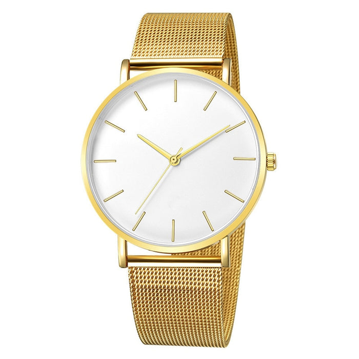 Quartz Ultra Thin Simple Stainless Steel Mesh Men's Fashion Casual Watch