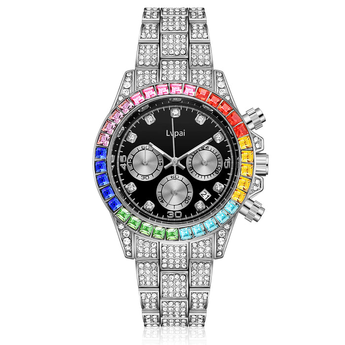 Lvpai Brand Men Watch Women Iced Out Diamond Hip Hop Fashion Large Dial Calendar Lover Ladies Quartz Wrist Watch Montre Femme