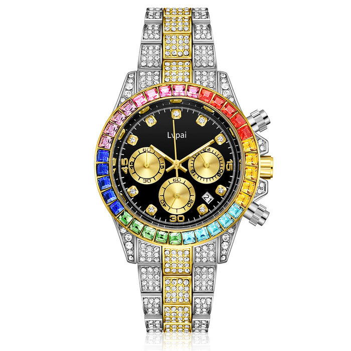 Lvpai Brand Men Watch Women Iced Out Diamond Hip Hop Fashion Large Dial Calendar Lover Ladies Quartz Wrist Watch Montre Femme