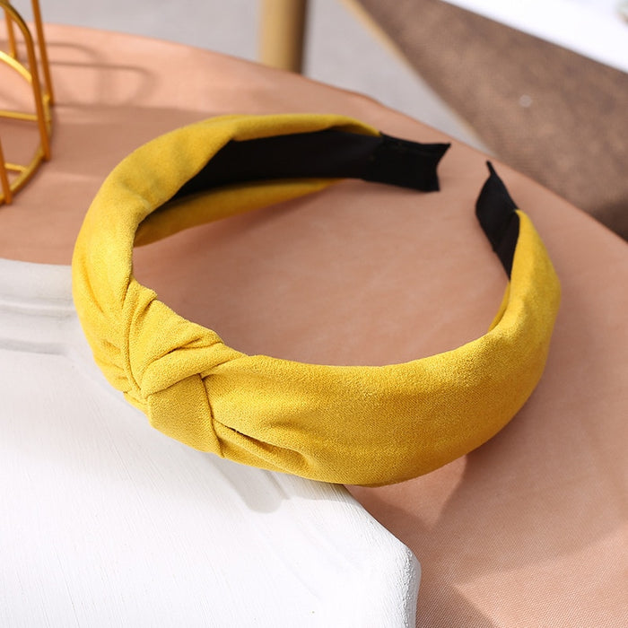 New Flower Headband Women Solid Color Knotted Hairband