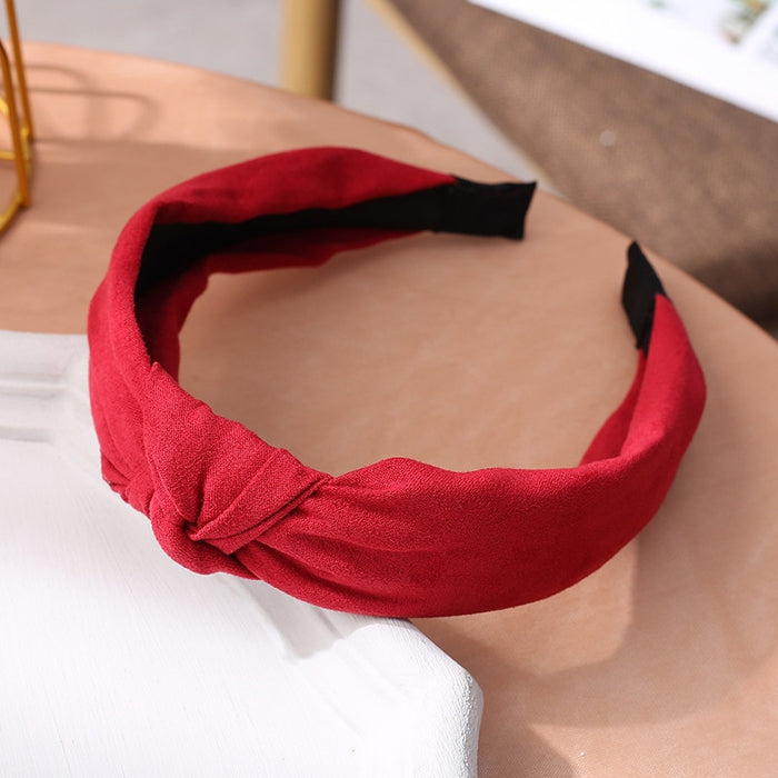 New Flower Headband Women Solid Color Knotted Hairband