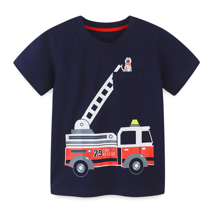 Versatile T-shirt cartoon round neck baby bottom shirt