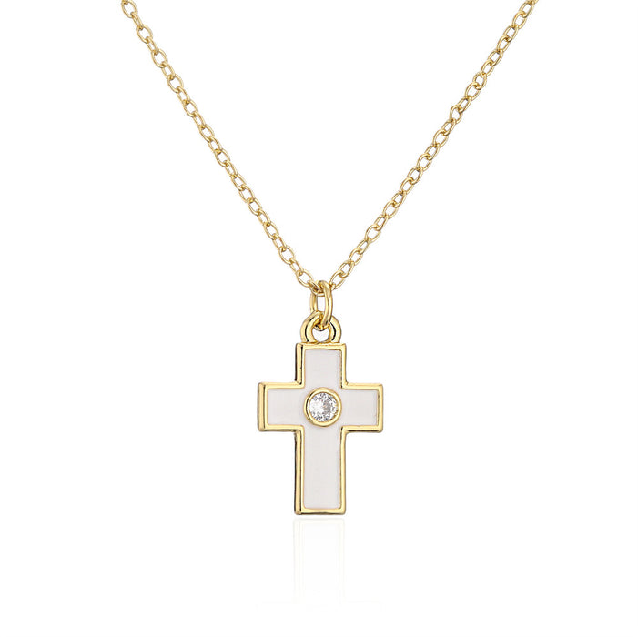 Personality Fashion Drip Oil Cross Pendant Gold Color Necklace