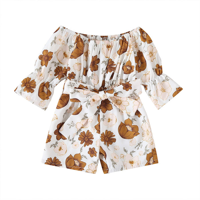 Baby Girls' Printed Short Sleeved Jumpsuit