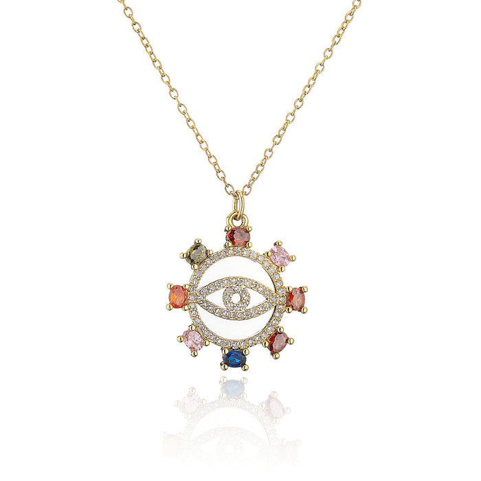 Colorful Zircon Devil's Eye Pendant Women's Necklace