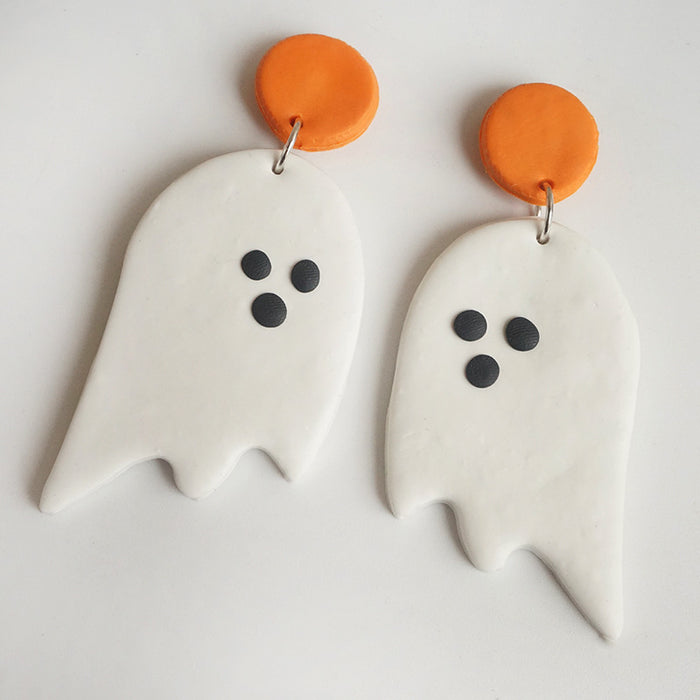 Ghost Ghost Pumpkin Bat Cat Moon Clay Earrings Jewelry