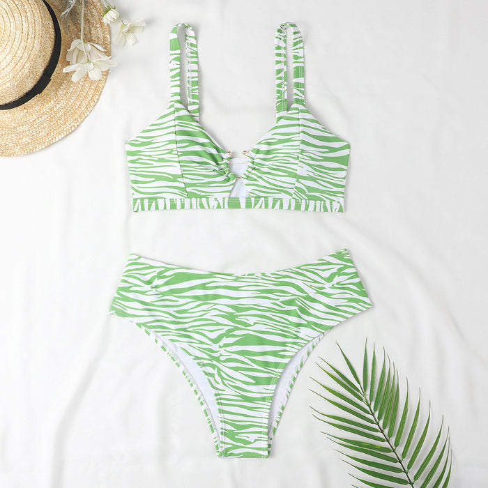 Sexy Split Print High Waist Bikini