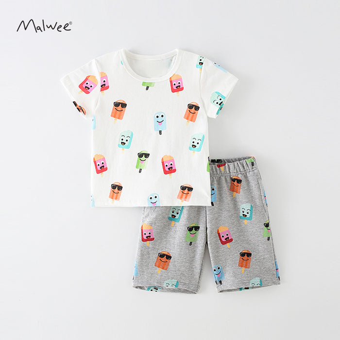 Children's short sleeved shorts two piece set