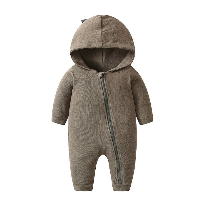 Solid colour dinosaur infant long sleeve hooded zipper shirt
