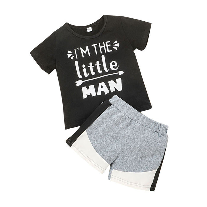 Kid's Summer Letter T-shirt Shorts Two Piece Set
