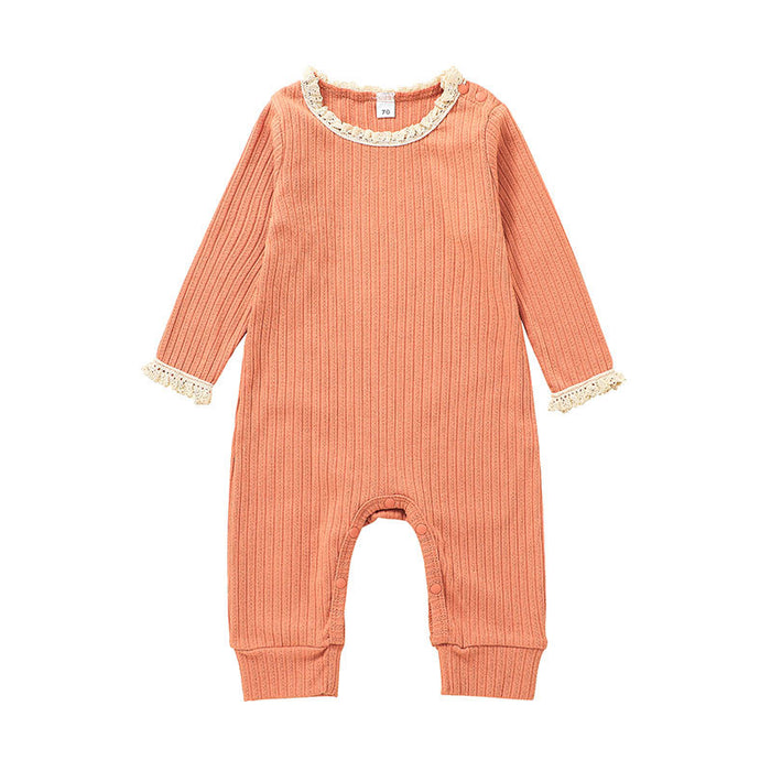 Baby Solid Long Sleeved Khaki Jumpsuit