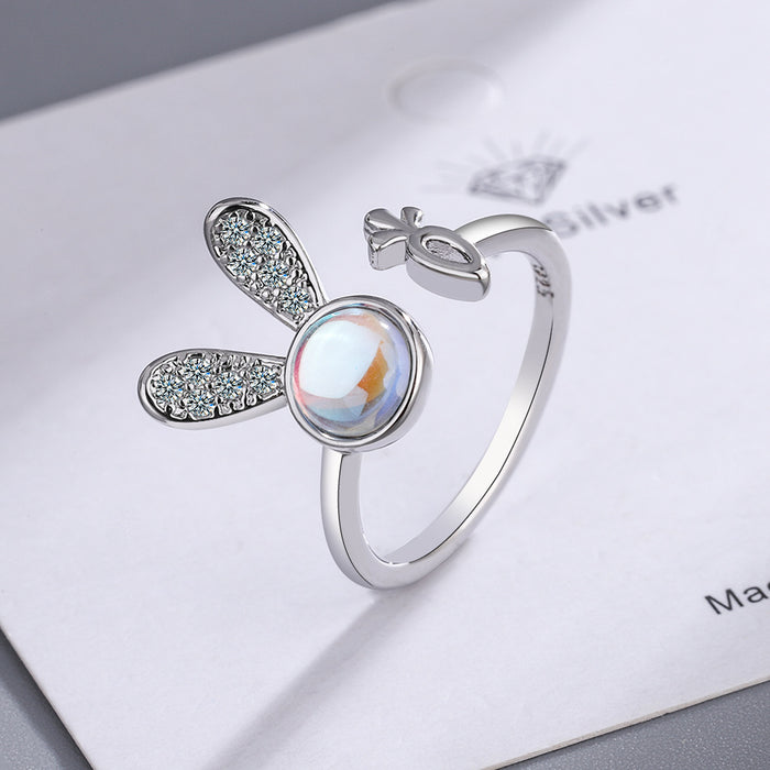 Creative Personality Bunny Zircon Open Ring