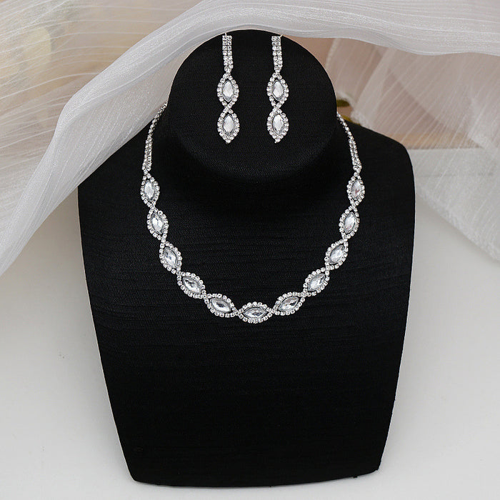 New Women's Accessories Jewelry Rhinestone Earrings Necklace Set