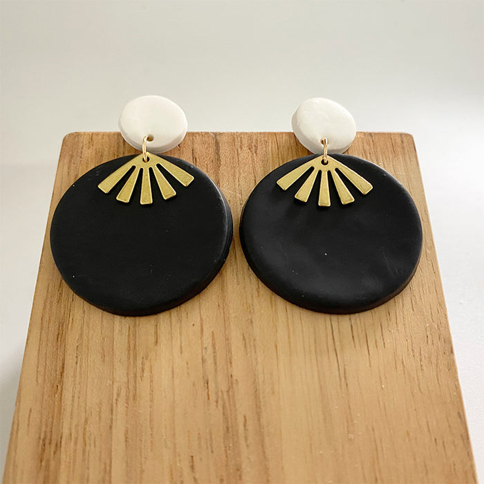 New Jewelry Multicolor Art Geometry Handmade Clay Soft Pottery Earrings Female