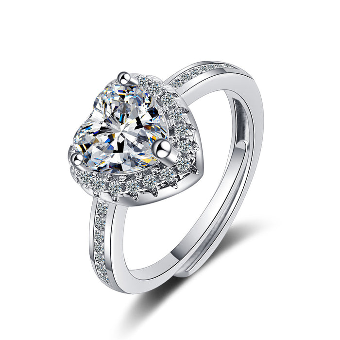 New Creative Wide-faced Rhinestone Heart Ring