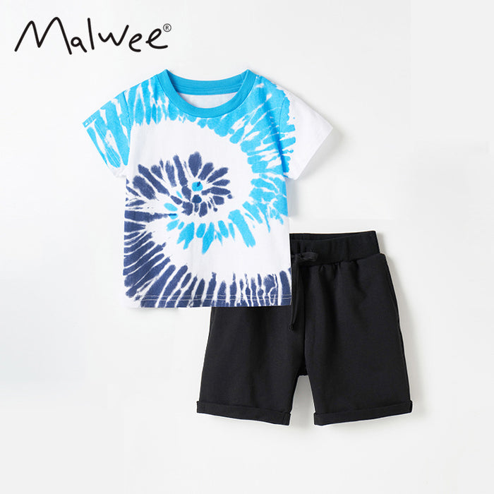 Boys' short sleeved T-shirts and shorts two piece set wholesale