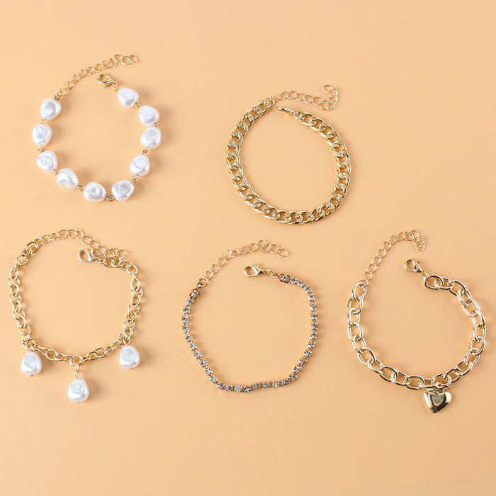 Simple Temperament Heart Pendant Multilayer Women's Bracelet