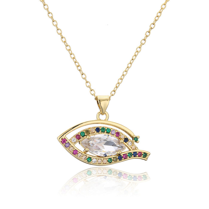 New zircon popular geometric Eye Pendant gold necklace