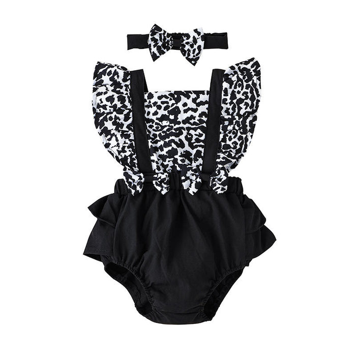Baby Girls Cute Leopard Jumpsuit Set
