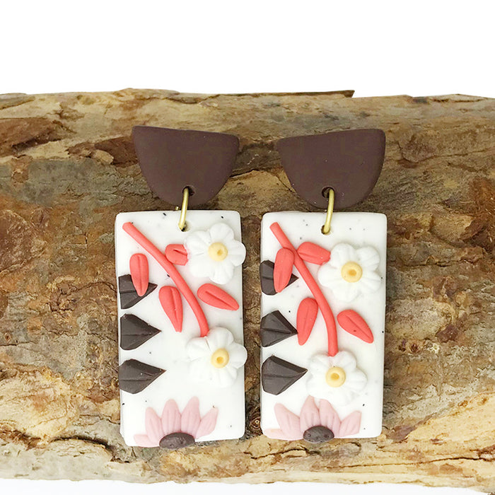 Polymer Clay Soft Pottery Earrings Hand Carved Modern Popular Jewelry