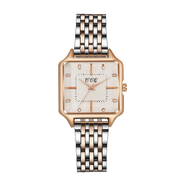 New Simple Square Dial Time Quartz Steel Band Watch Llz20788