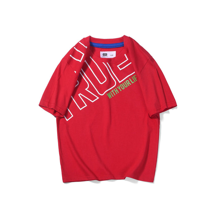 Off shoulder loose T-Shirt Top children's Casual Short Sleeved Shirt