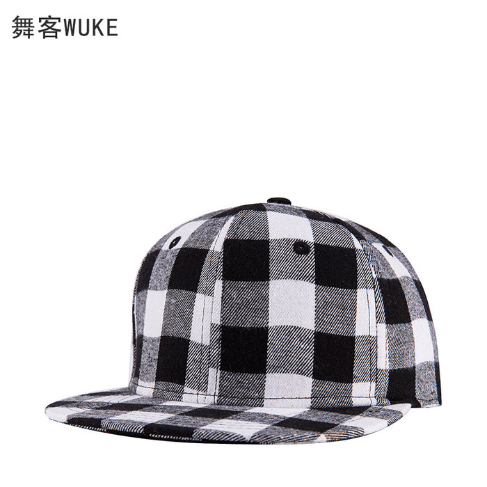 New Fashion Cotton Black Red Plaid Baseball Cap