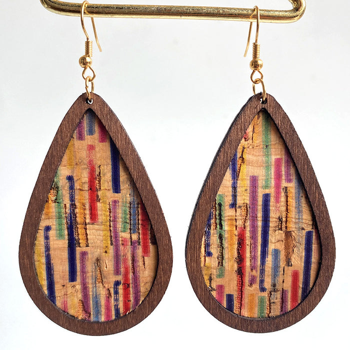 Simple Vintage Wood Grain Drop Shape Women's Earrings