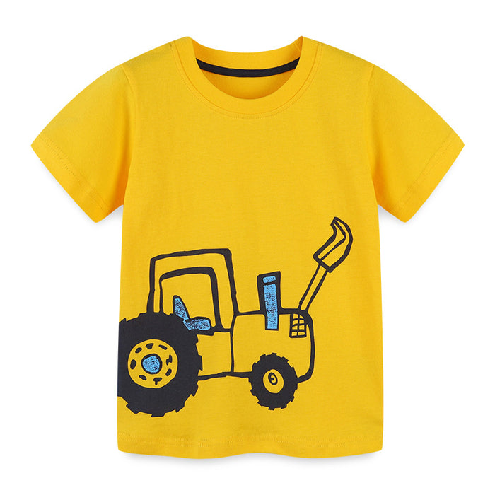 Knitted cartoon printed children's T-shirt round neck Pullover