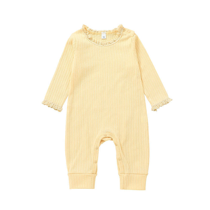 Baby Solid Long Sleeved Khaki Jumpsuit