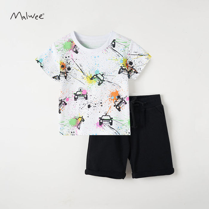 Children's short sleeved shorts two piece set